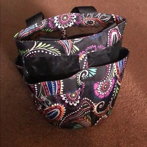 Black patterned shower caddy